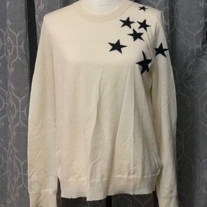 NWT Zadig and Voltaire Creme Wool Sweater with black stars, Sz S